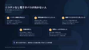 ニコチンなし電子タバコが向かない人を5つの視点で整理したインフォグラフィック