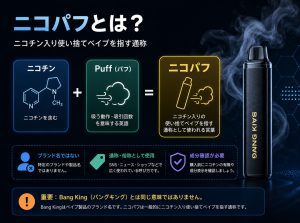 ニコパフとはニコチン入り使い捨てベイプを指す通称であることを説明する図
